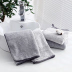Striped Bamboo Hand Towel – Absorbent Soft Bathing Cloth for Home Bathroom 35x75cm