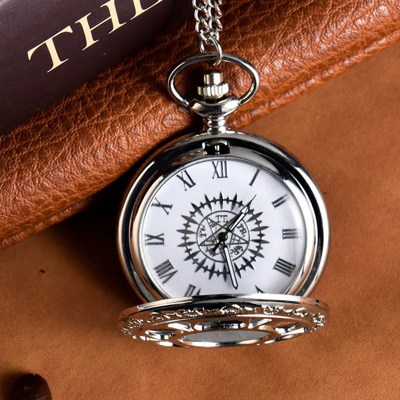 Engraved Hollow Quartz Pocket Watch – Vintage Pendant Necklace for Gifts