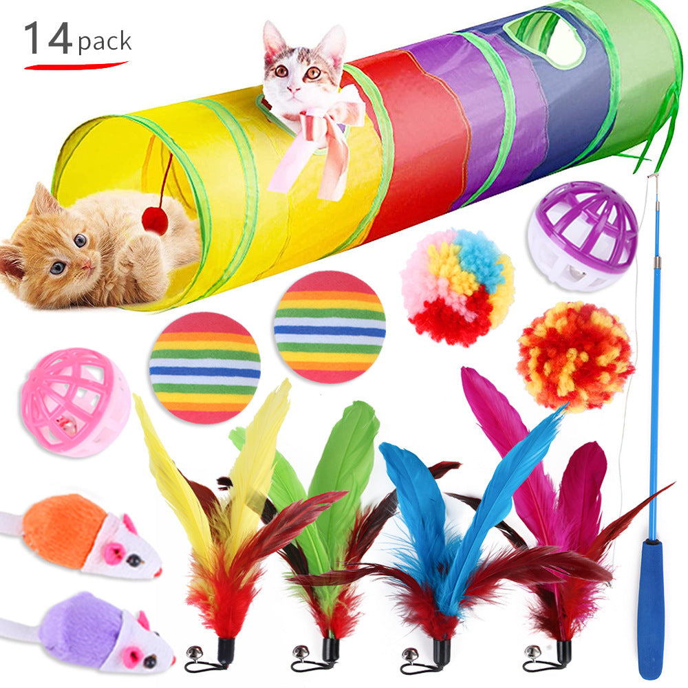 Interactive Cat Play Tunnel – Foldable Mouse and Fish Toy Set for Pets