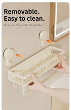 Corner Suction Storage Rack – Wall-Mounted Shelf for Bathroom Organization
