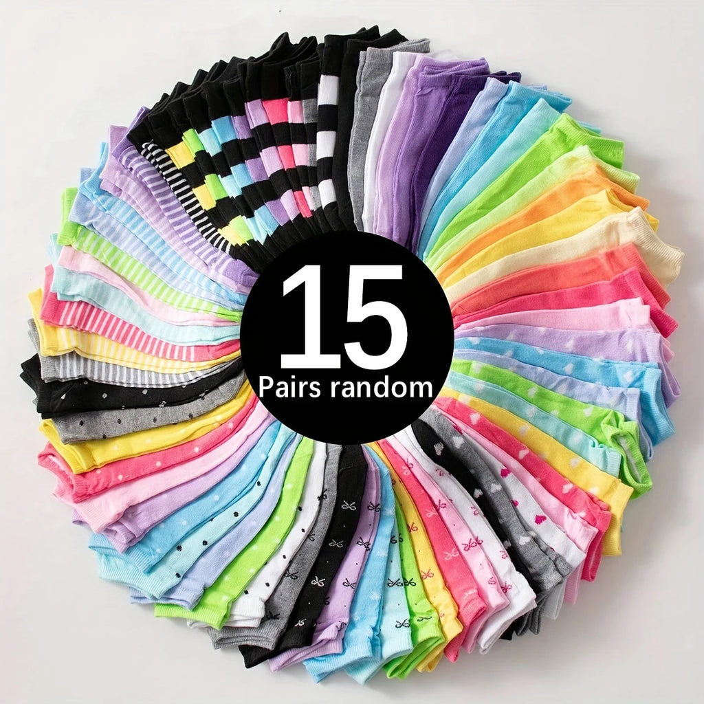 Candy Colored Short Socks – Soft Cotton Casual Footwear for Women