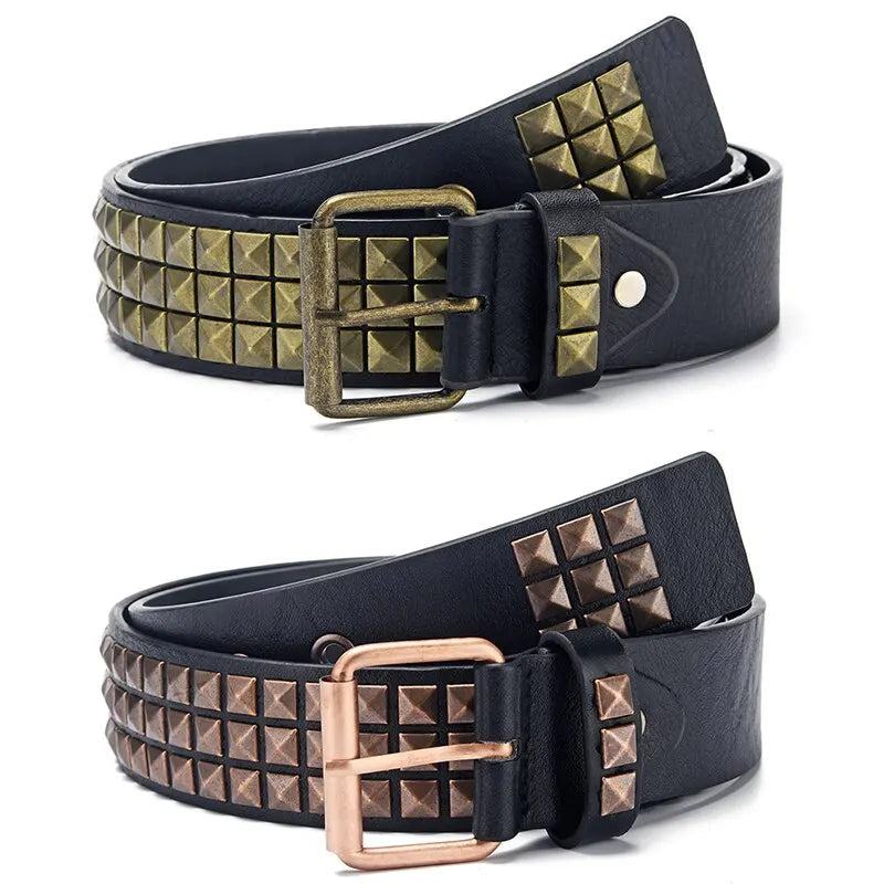 Punk Pyramid Rivet Belt – Metal Studded Hardware for Unisex Y2K Fashion