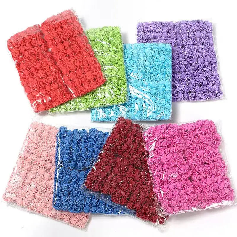 Mini Foam Artificial Rose Heads – 2cm Craft Flowers for Wedding Decorations