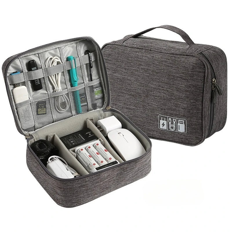 Waterproof Travel Cable Organizer – Double Layer Case for Electronics