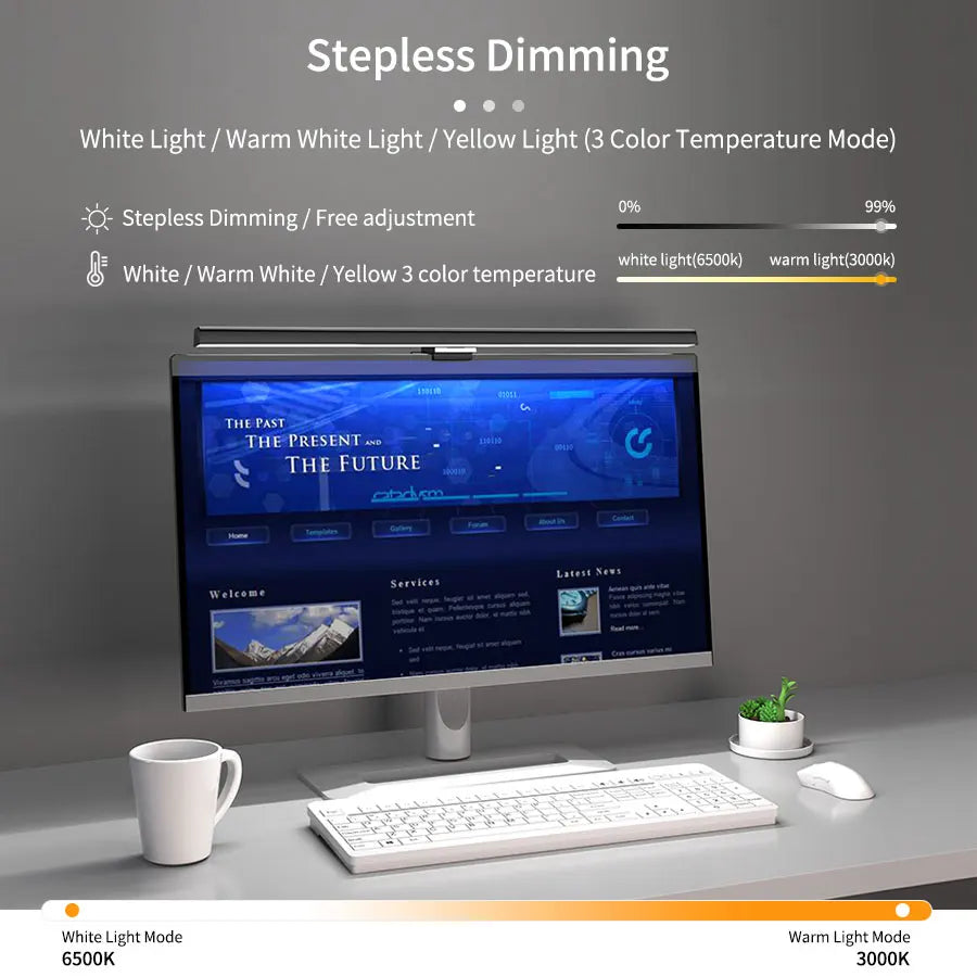 50cm Computer Monitor Light Bar – Stepless Dimming USB Lamp for Study Reading