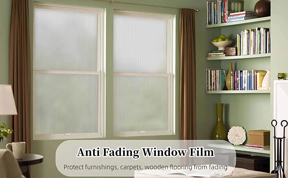 Reeded Glass Privacy Film – 3D Decorative Adhesive-Free Window Decal for Home