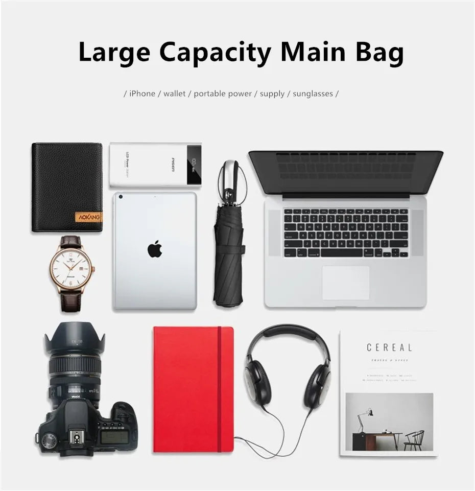 Split Leather Laptop Backpack – Large 14 Inch Travel Bag for Men