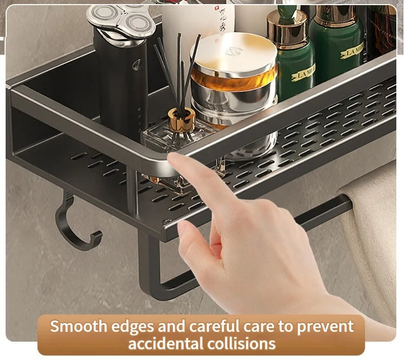Aluminum Bathroom Shelf – Wall Mounted Storage Rack for Kitchen and Shower