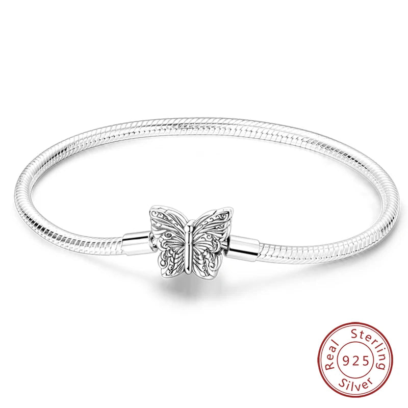925 Sterling Silver Charm Bracelet – Adjustable Green Zircon for Birthday Gifts
