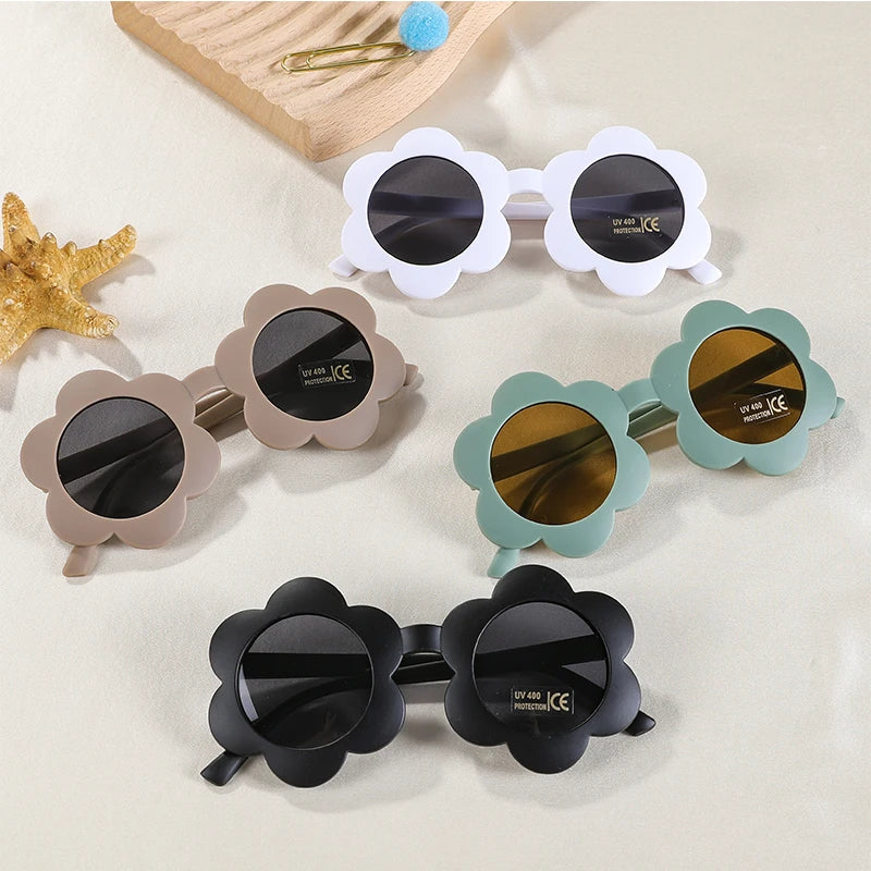 Cute Sunflower Kids Sunglasses – UV400 Round Eyewear for Toddlers and Children