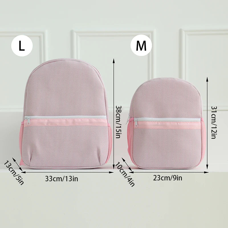 Seersucker Striped Backpack – Classic Kids Book Bag for Preschool