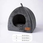 Enclosed Triangle Cat Bed – Warm Plush House for Indoor Winter Sleep