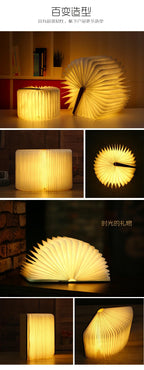 Wooden Book Lamp – Folding RGB LED Night Light for Bedroom Decor Kids Gift