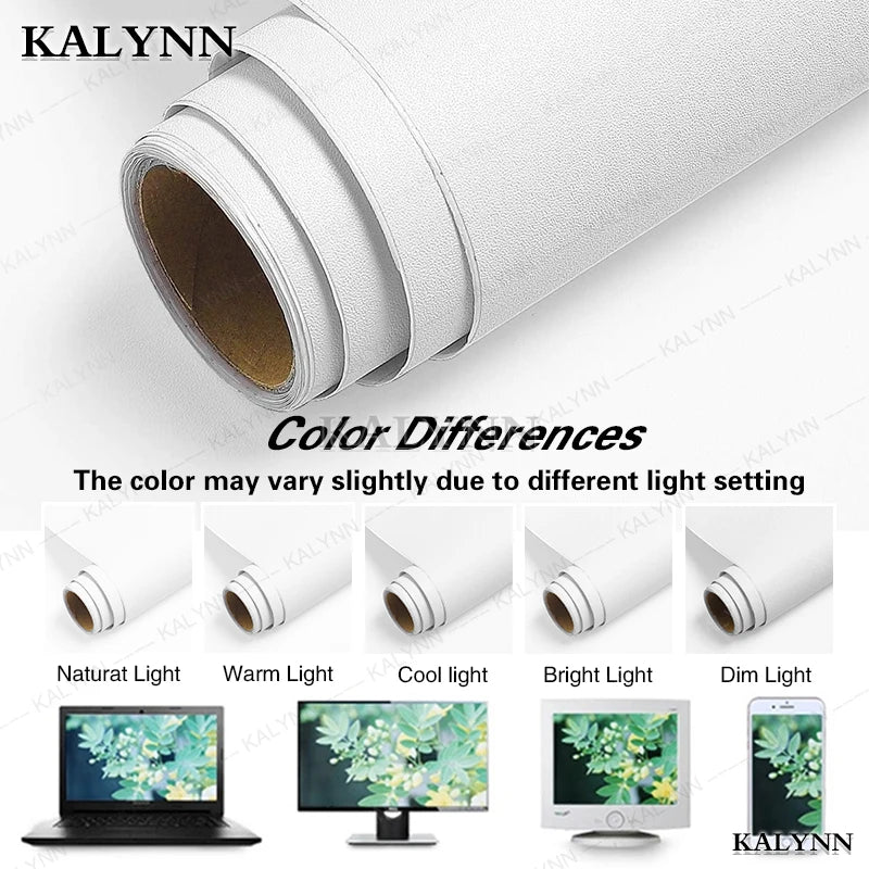 Matte White Vinyl Wallpaper – Waterproof Self-Adhesive Film for Home Decor