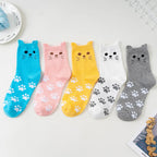 Cat Pattern Crew Socks – Comfortable Moisture-Wicking Footwear for Women
