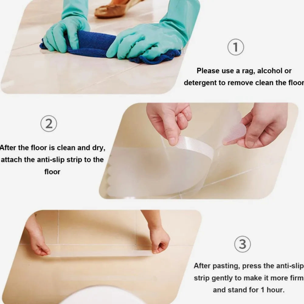 Transparent Anti-Slip Strips – Adhesive Safety Treads for Bathtubs and Stairs