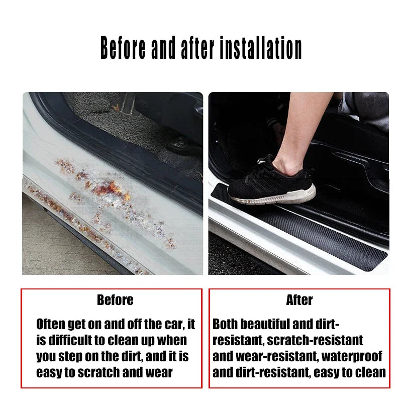 Carbon Fiber Door Sill Scuff Plates – Anti-Scratch Decal for Dodge Avenger