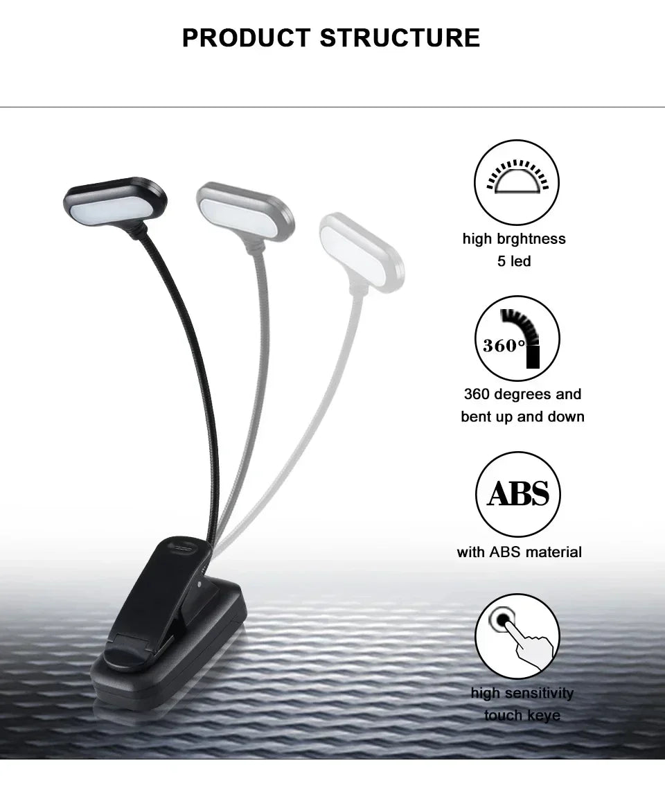 Mini LED Book Clip Light – Battery Powered Eye Protection for Night Reading