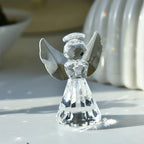 Clear Crystal Angel Statue – Decorative Glass Figurine for Home Decor Gift
