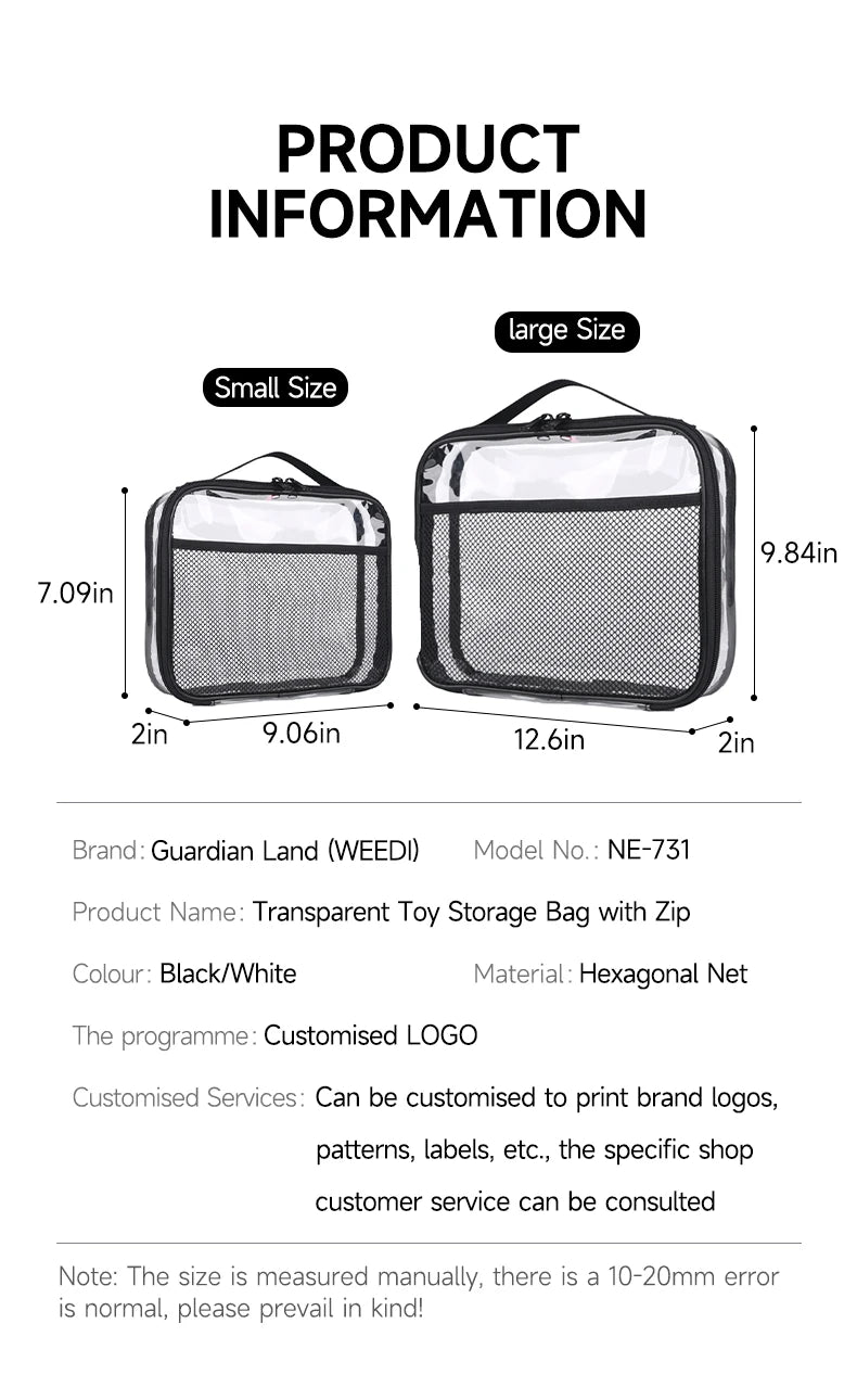Transparent Toy Storage Bag – Large Capacity Organizer for Kids Block Toys