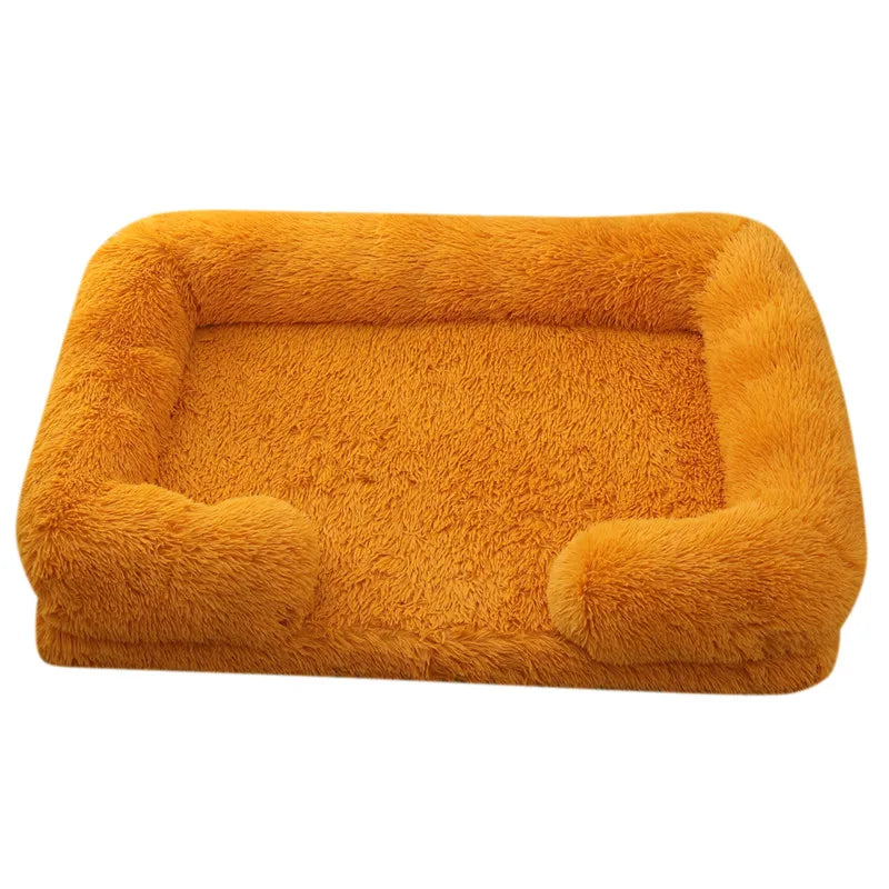 Plush Rectangular Dog Bed – Washable Fluffy Pet Cushion for Small to Large Dogs
