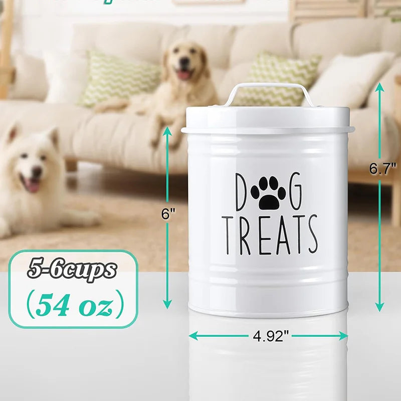 Metal Pet Treat Container – Airtight Food Storage Jar for Dogs and Cats