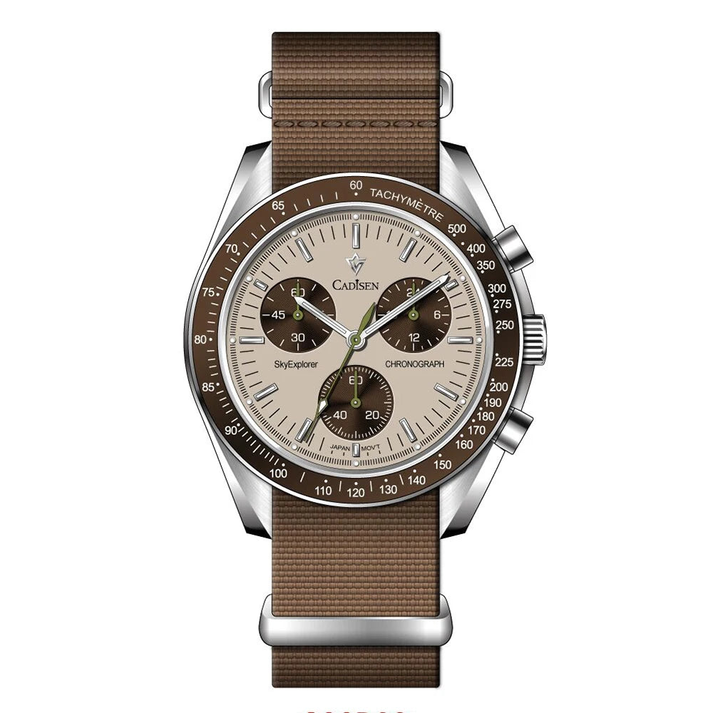 Cadisen Quartz Chronograph Watch – Sapphire Crystal for Men Business Formal