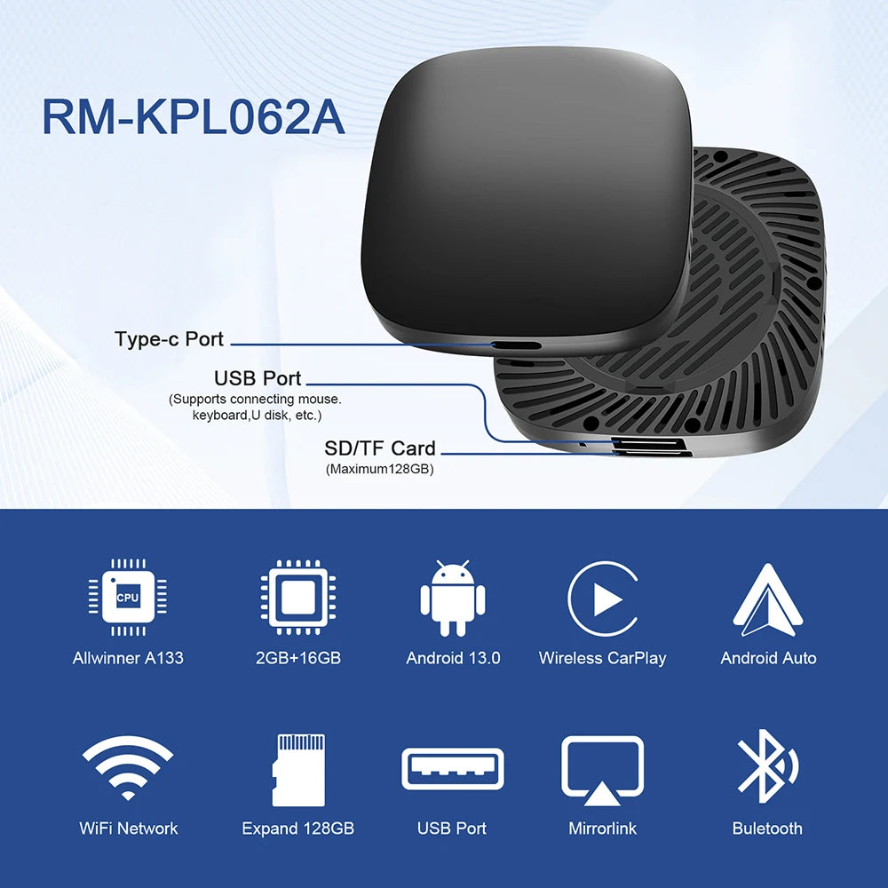 Wireless Carplay AI Box – Android 13 Multimedia Adapter for Peugeot Vehicles