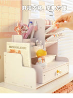 Wooden Desk Organizer – Desktop Stationery Storage for Home Office