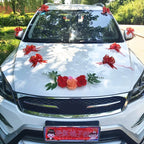 Silk Flower Wedding Car Decoration Kit – Floral Ribbons for Bridal Vehicles