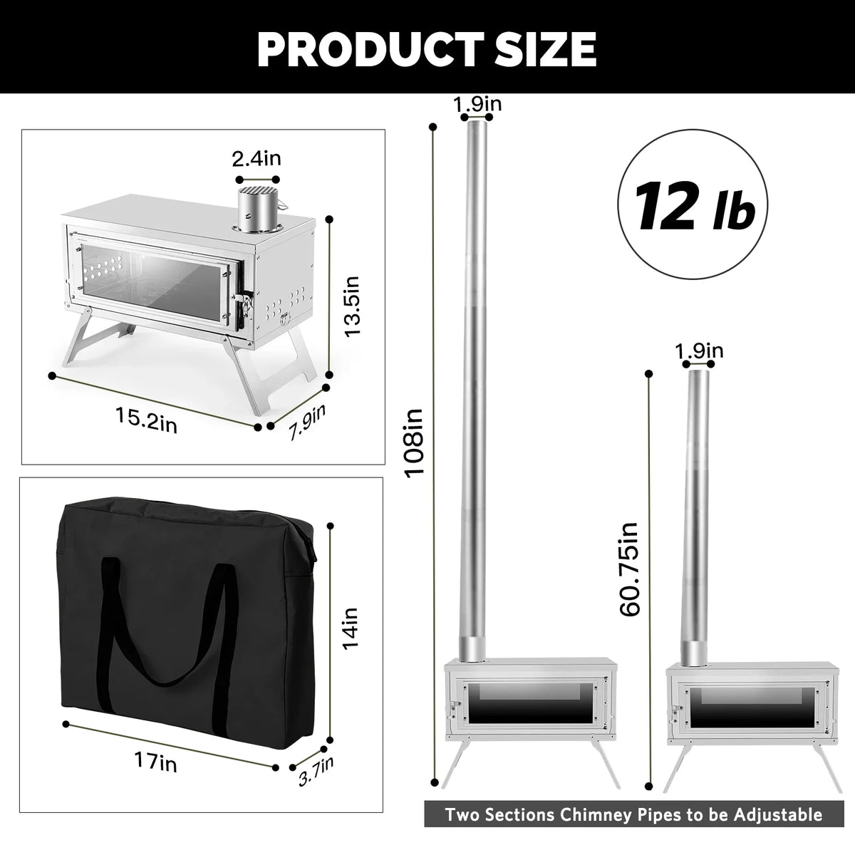 Portable Wood Burning Camping Stove – Foldable Secondary Combustion Chimney