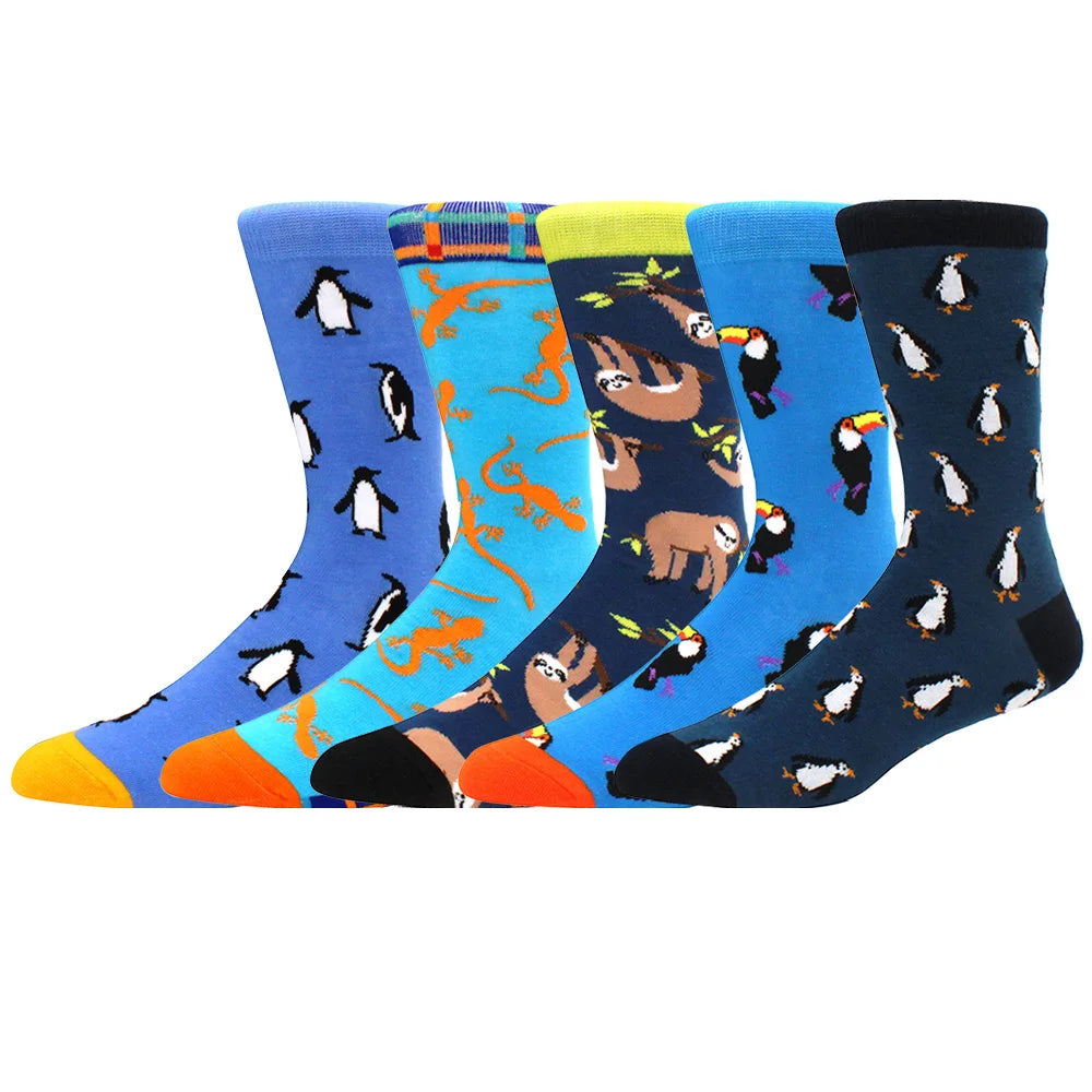 Cotton Novelty Crew Socks – Colorful Animal Print for Casual Halloween Wear