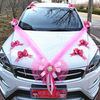 Silk Flower Wedding Car Decoration Kit – Floral Ribbons for Bridal Vehicles