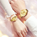 Oval Stainless Steel Women’s Watch – 34mm Gold Diamond Dress for Banquet