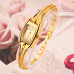 Gold Stainless Steel Wristwatch – Elegant Quartz Bracelet for Women