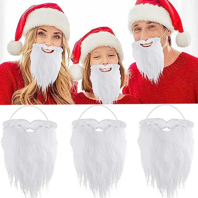 Faux White Santa Beard – Plush Costume Accessory for Kids and Adults
