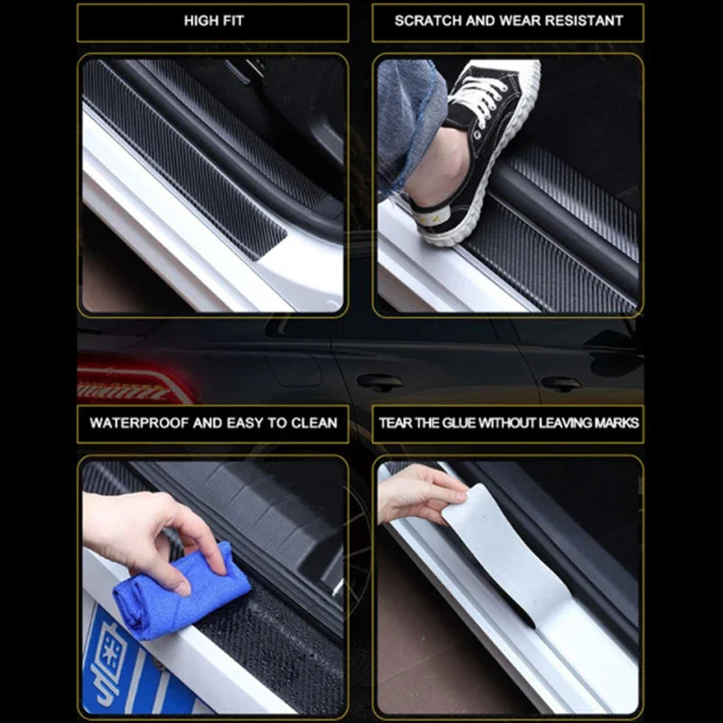 Carbon Fiber Door Sill Scuff Plates – Anti-Scratch Decal for Dodge Avenger