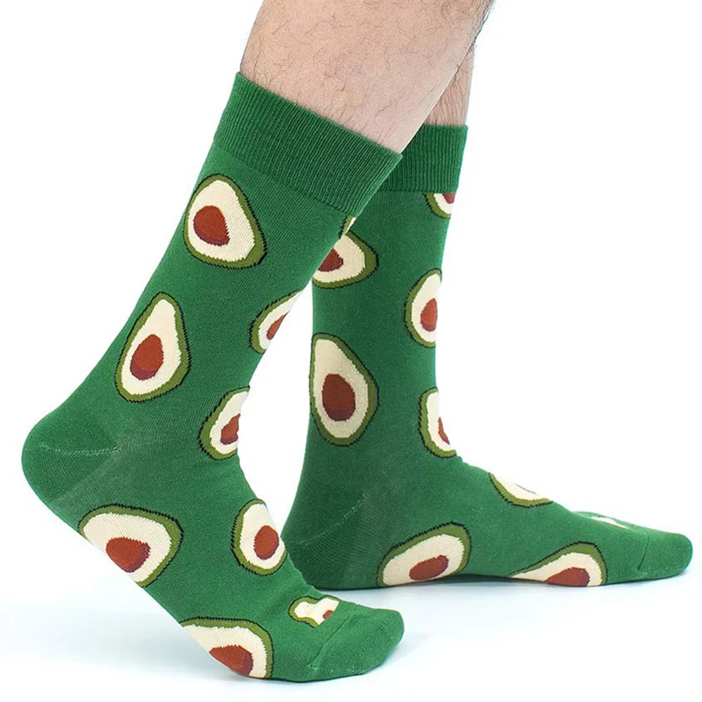 Combed Cotton Crew Socks – Novelty Patterned Casual Apparel for Men and Women