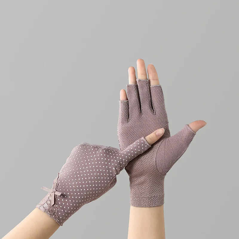 Cotton Fingerless Sunscreen Gloves – UV Protection for Driving and Outdoor