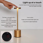 Rechargeable Table Lamp – Stepless Dimming Touch Light for Bedside Decor