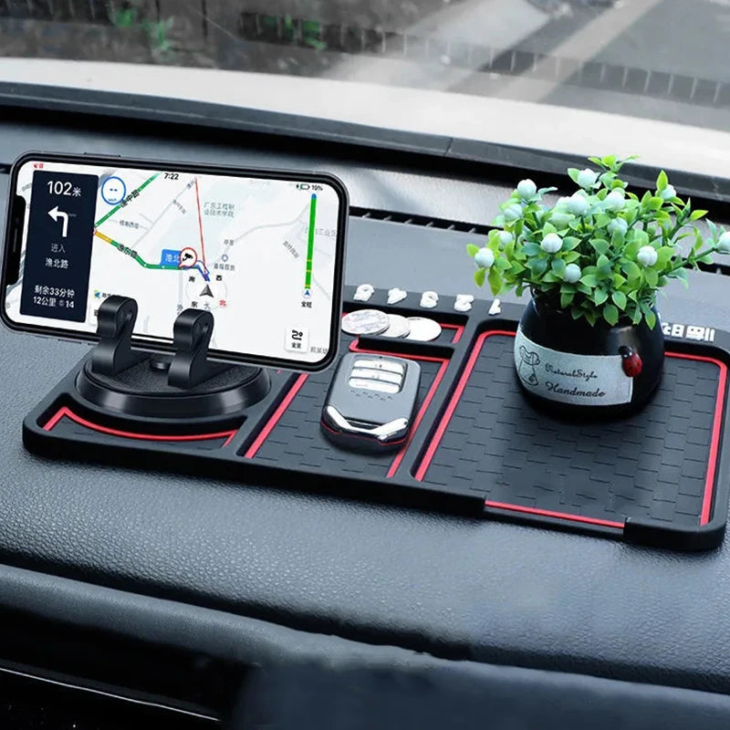 Silicone Dashboard Phone Pad – 4-in-1 Parking Number Card for Car Navigation