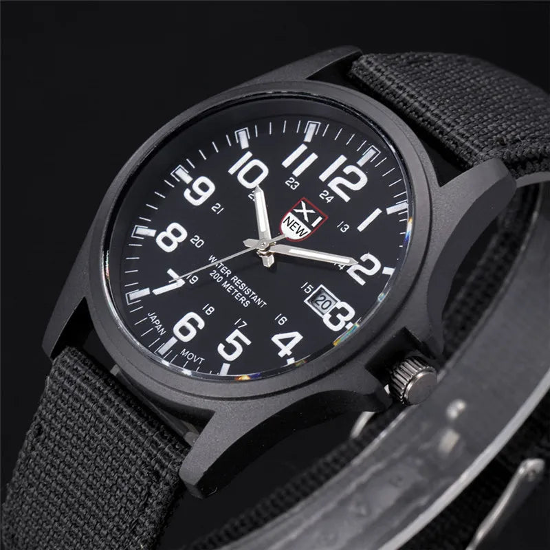 XINEW Nylon Band Quartz Watch – Military Casual Wristwatch for Men