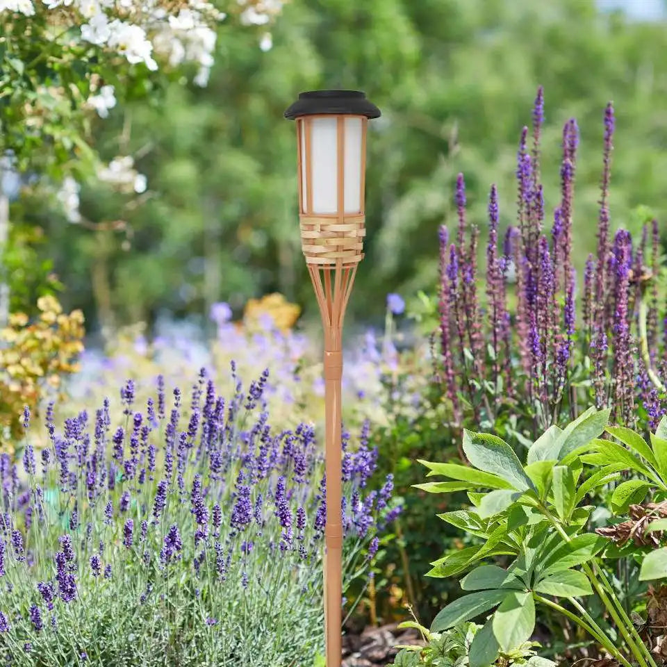 Handcrafted Bamboo Solar LED Torch – Flickering Flame Effect for Garden