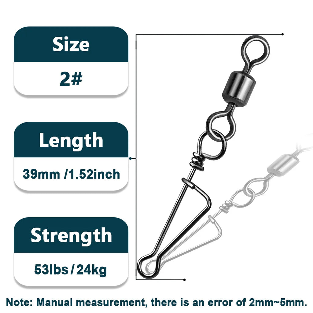 Fishing Rolling Swivels – Quick Change Italian Coastlock Snap for Lure Angling