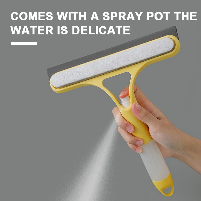 3-in-1 Glass Cleaning Squeegee – Spray Bottle Tool for Car and Home Wash