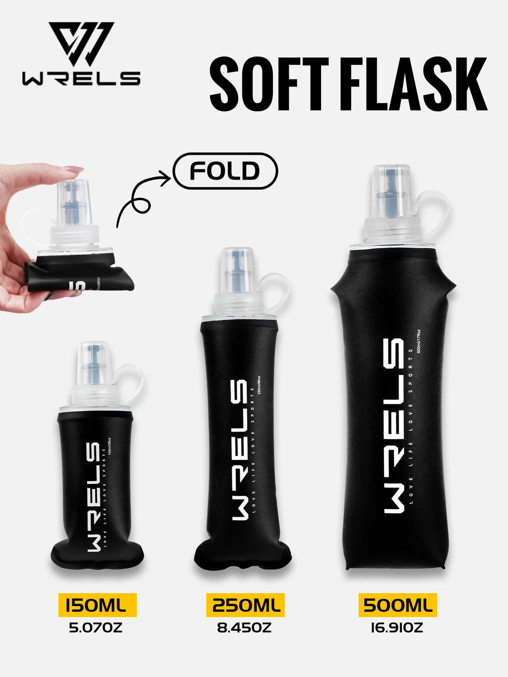 TPU Soft Water Bottle – Foldable BPA Free Hydration Flask for Running Hiking
