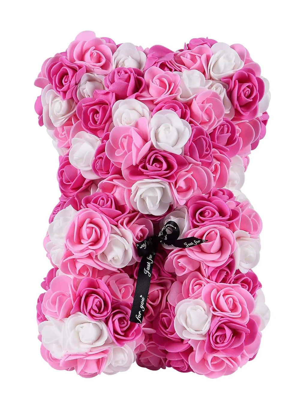 Artificial Rose Teddy Bear – 25cm Flower Figurine for Anniversary Gifts
