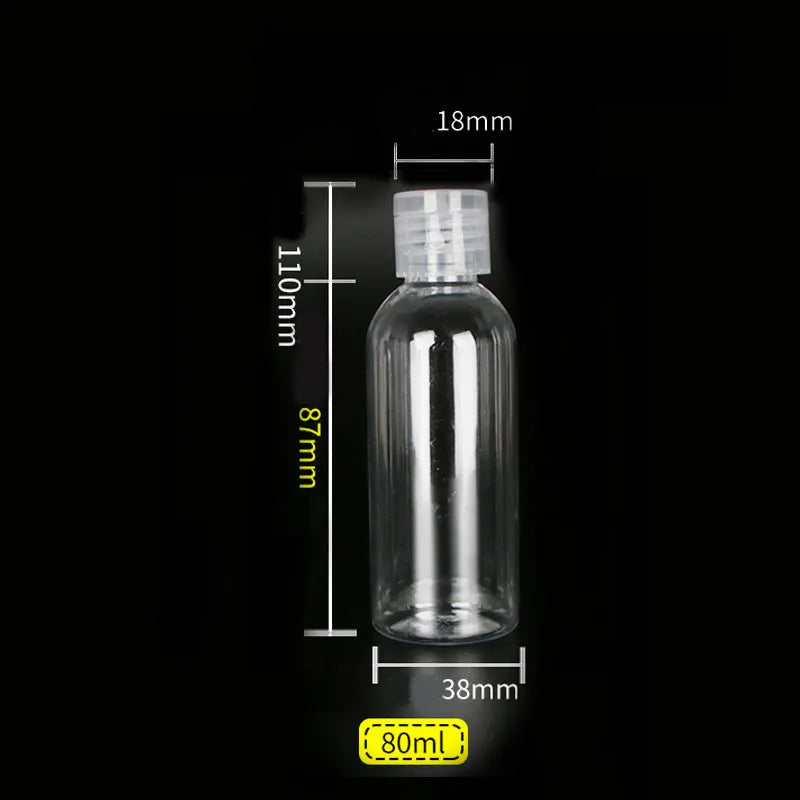 Clear PET Flip Lid Bottles – Travel Size Cosmetic Containers for Liquid Samples