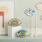 Ceramic Evil Eye Figurine – Lucky Amulet Ornament for Home Living Room Decor