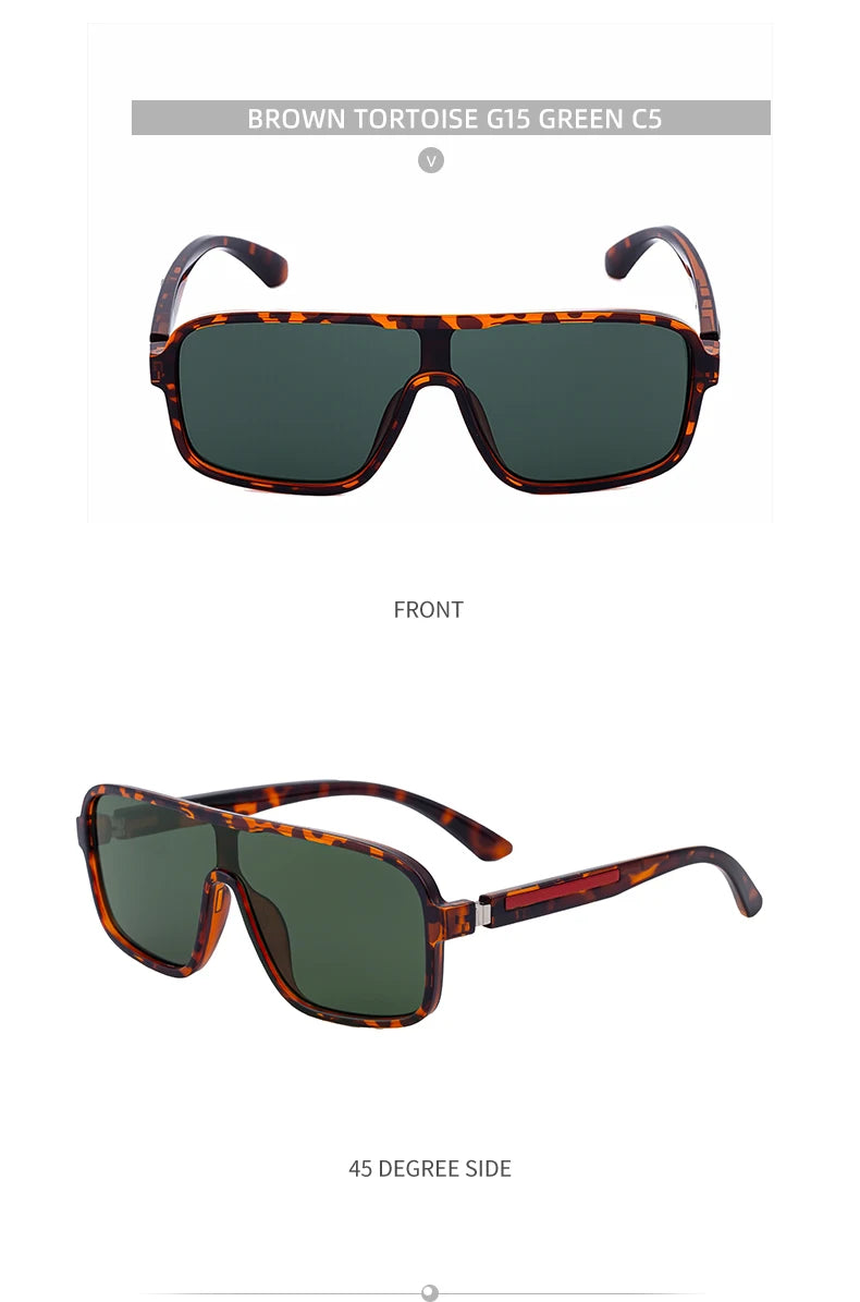 Oversized Polarized Rectangle Sunglasses – Vintage Steampunk for Men